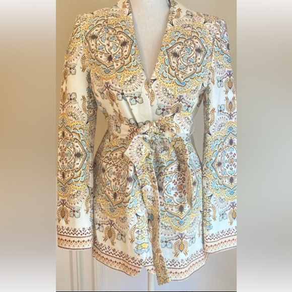 Zara Multicolor Patterned Linen Blazer - Picture 1 of 3